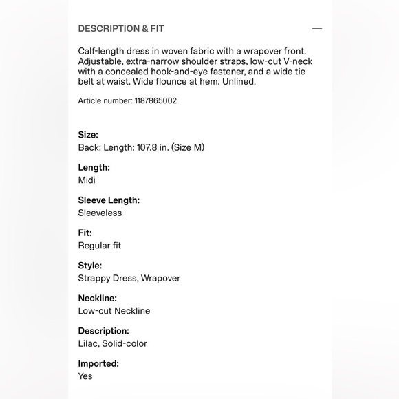 H&M Flounce Trimmed Wrap Dress in Lilac XL Low Cut V-Neck Midi - Picture 6 of 6